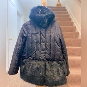 Navy Blue Girls JCrew (Crew Cuts) Coat w/ Fur